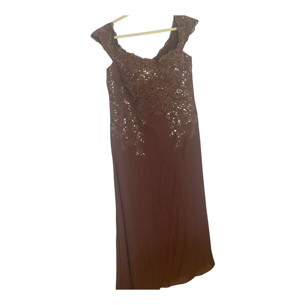 RYANTH Brown Lace Sequin Off Shoulder Formal Evening Gown Dress NWT Size 18W